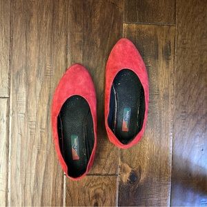 Red suede flats